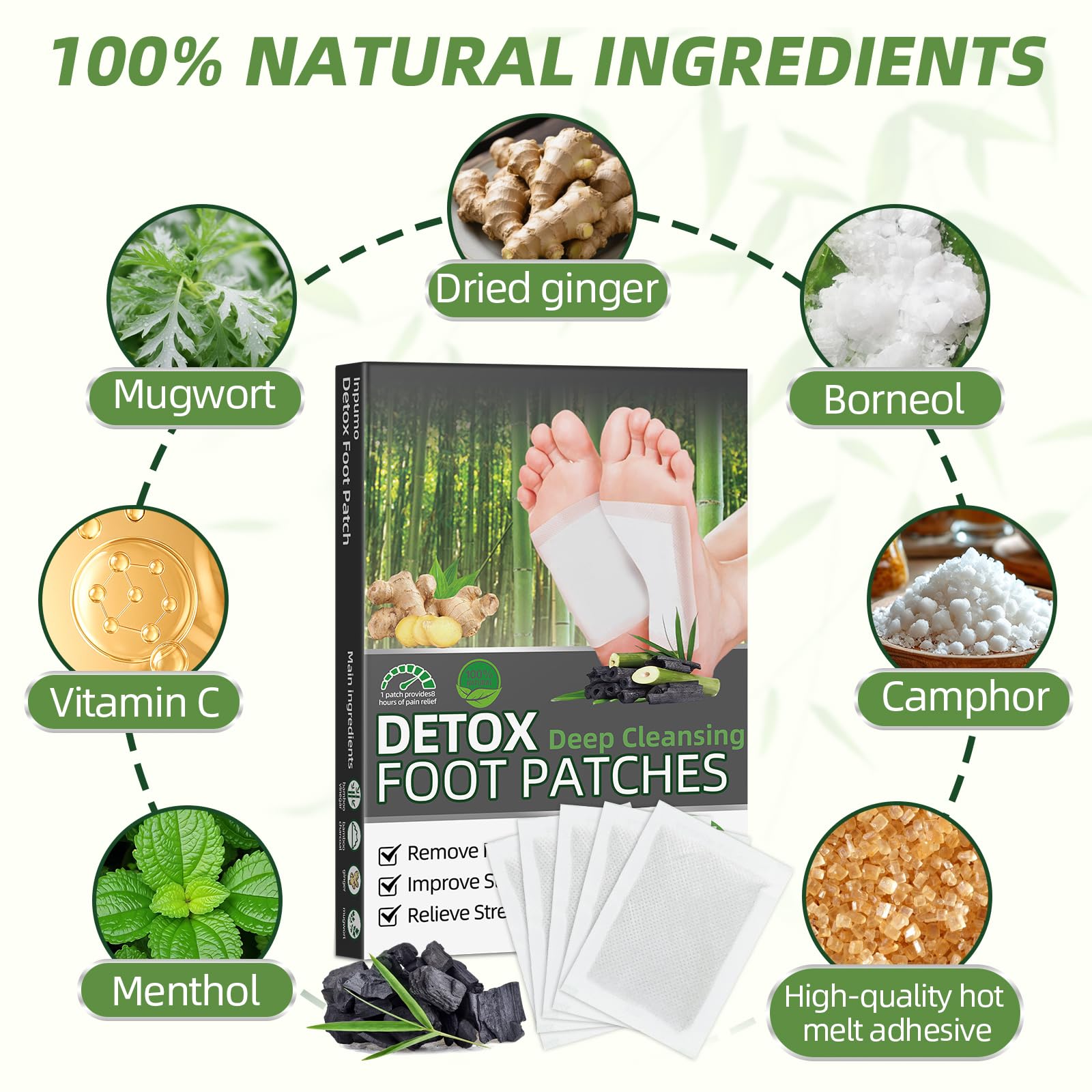 Natural ingredients foot care pads for stress relief and relaxation support