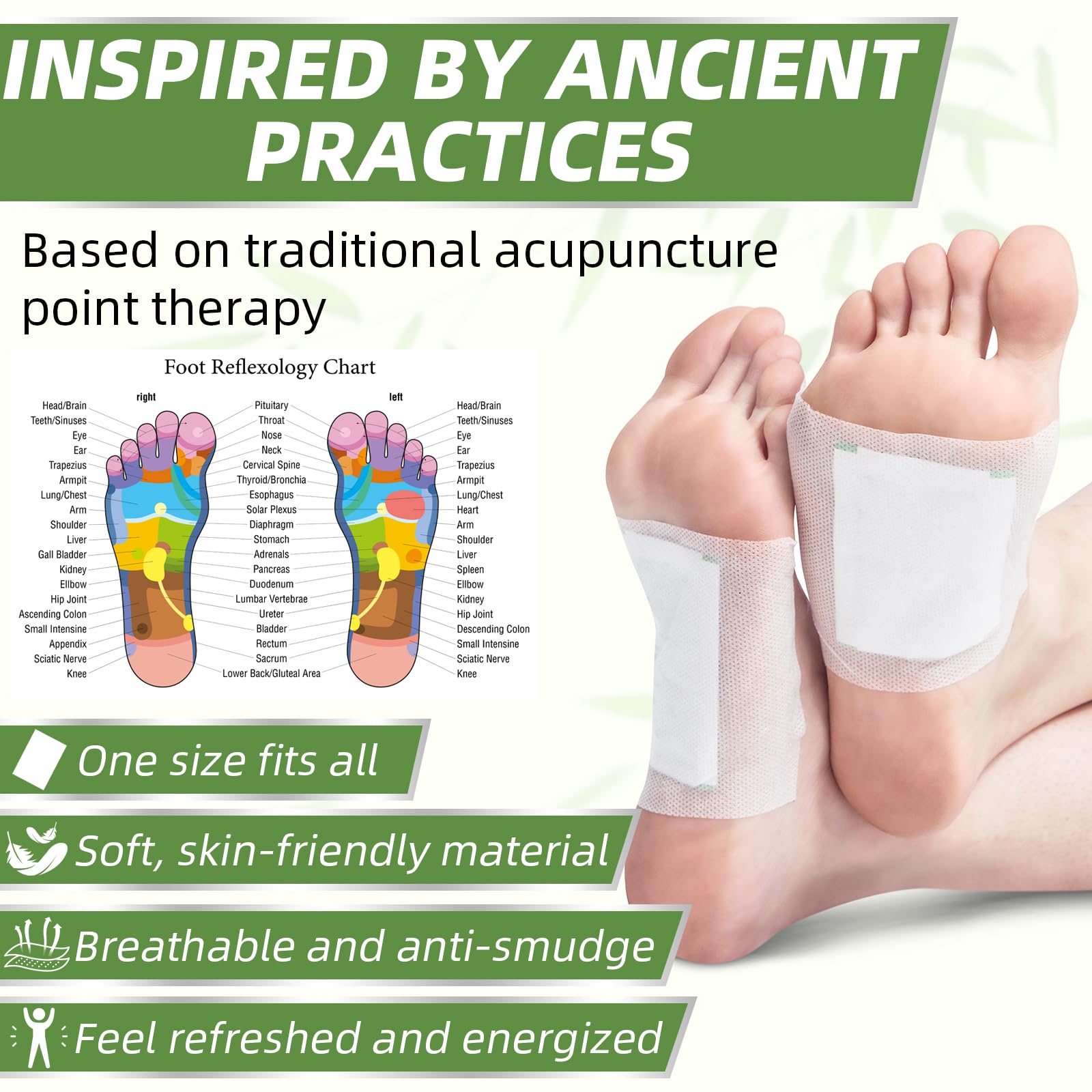 Premium bamboo charcoal and ginger powder ingredients inside foot care patches