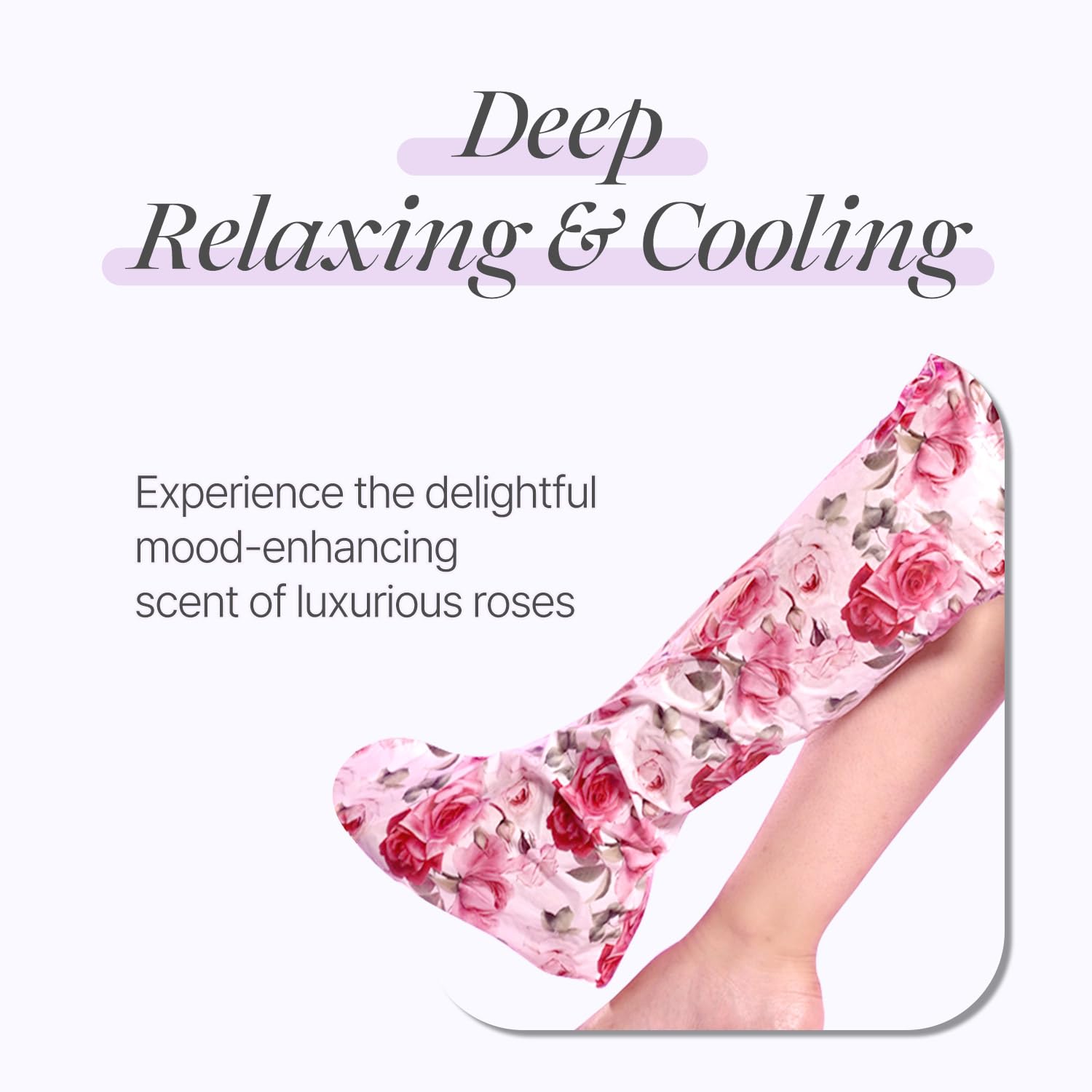 Close up of rose scented leg mask socks showing the fabric texture.