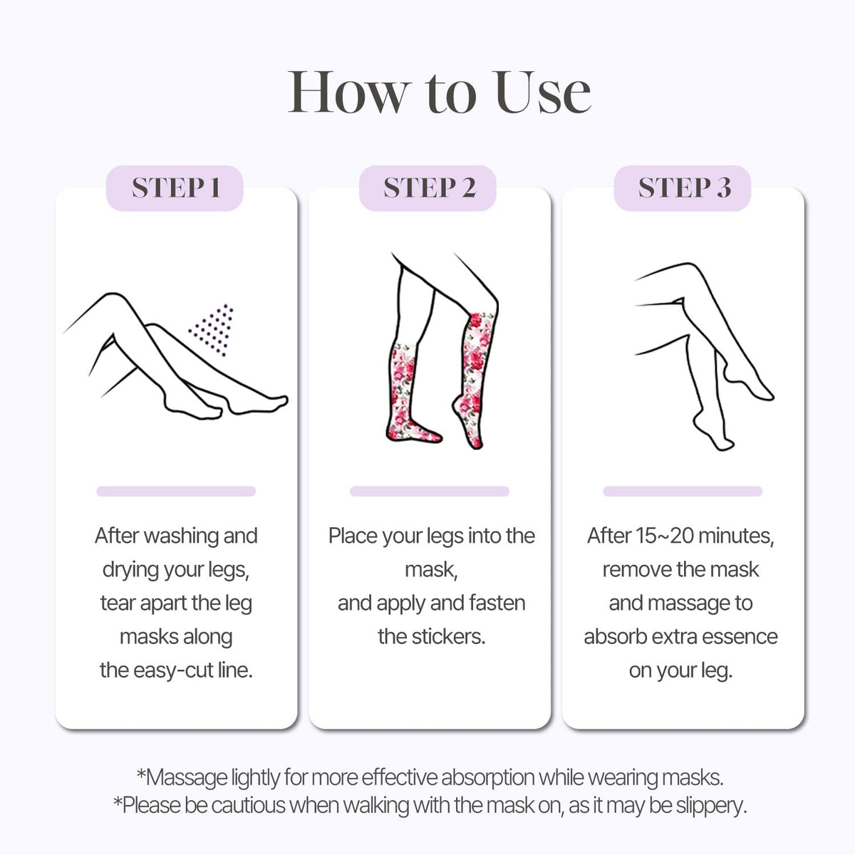 Koelf Rose Petal Satin Leg Mask pair in retail packaging