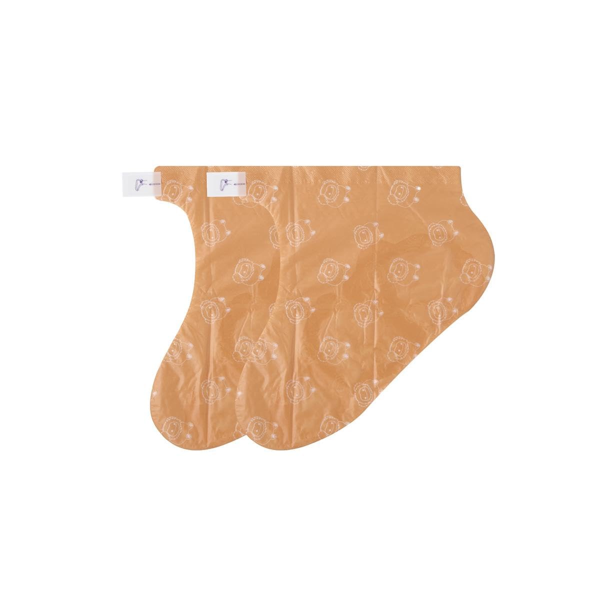 Close up view of the wearable sock masks from the TONYMOLY Squishmallows foot hydration collection.