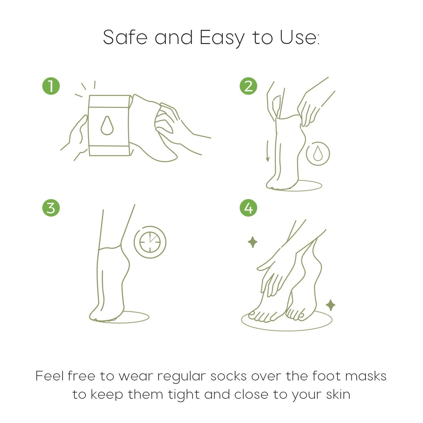 Three individual pairs of Skin Aesthetics foot masks displayed for home spa use