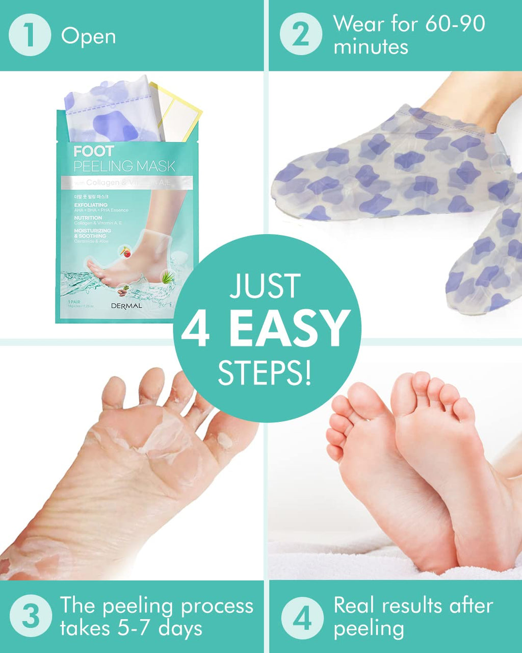 Foot peeling sock booties layout
