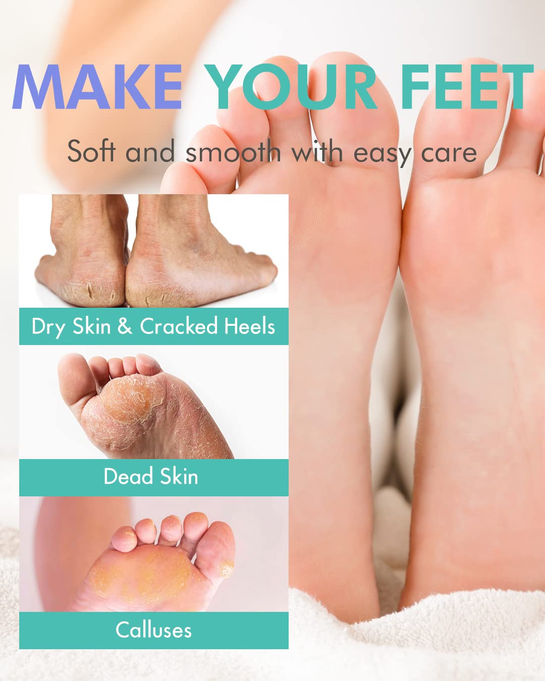 Close up of the foot mask essence containing vitamins and ceramide for soft skin.