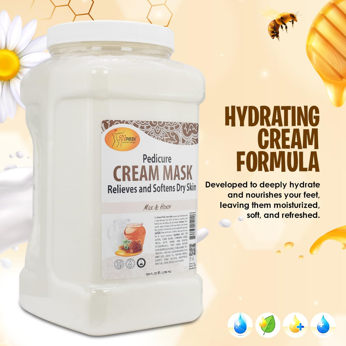 Application of Spa Redi milk and honey cream mask during a professional pedicure