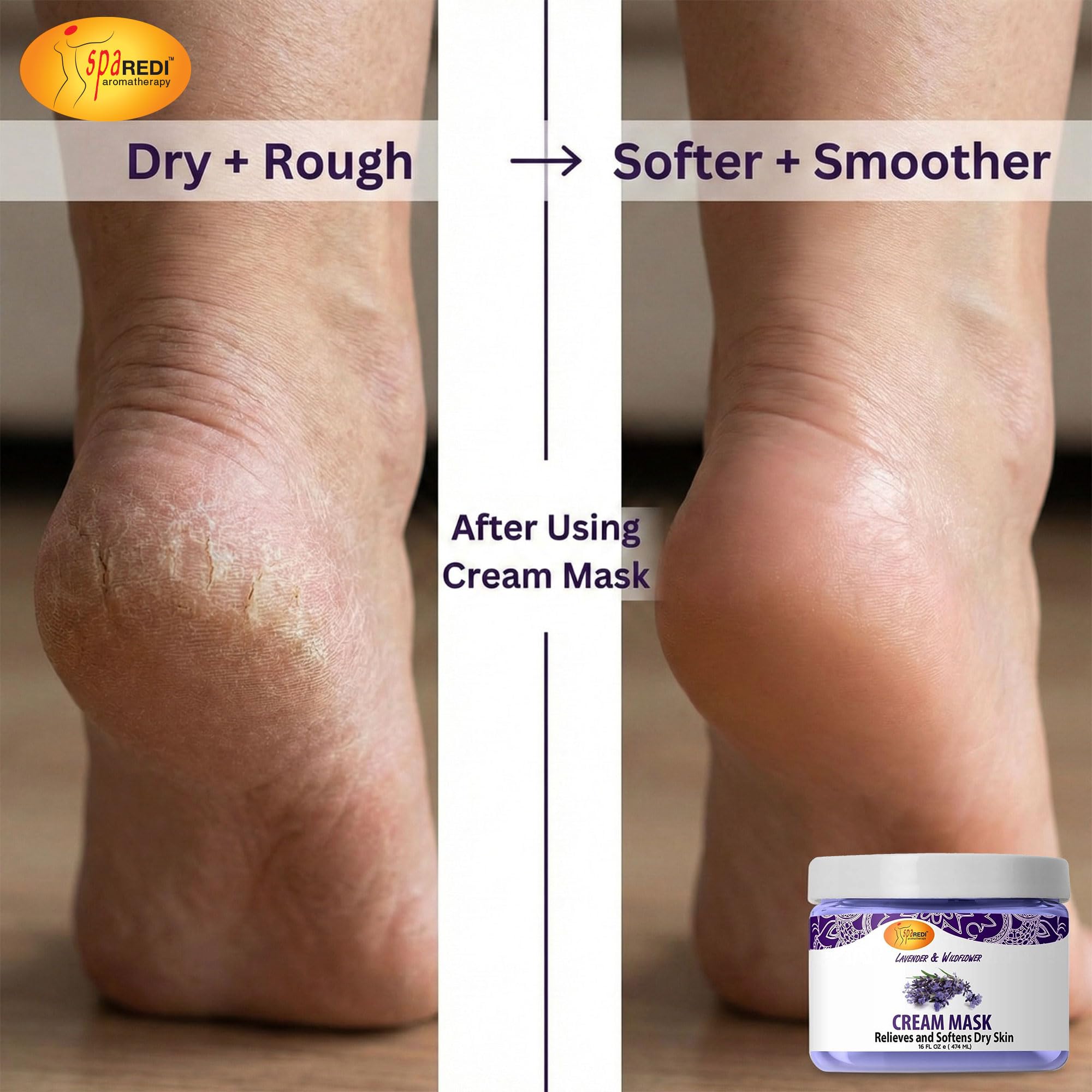 Spa Redi 16 ounce hydrating foot mask jar for dry cracked skin repair