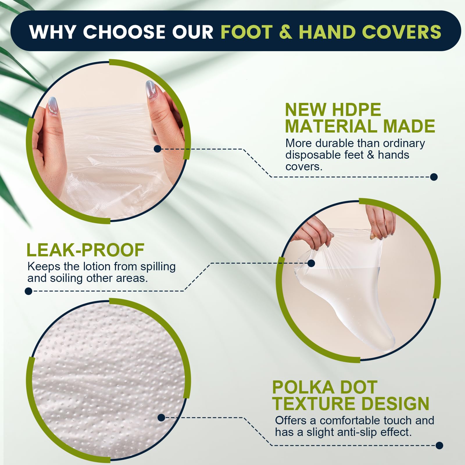 Close up view of the two hundred pieces value pack showing both hand and foot plastic spa covers laid out flat.