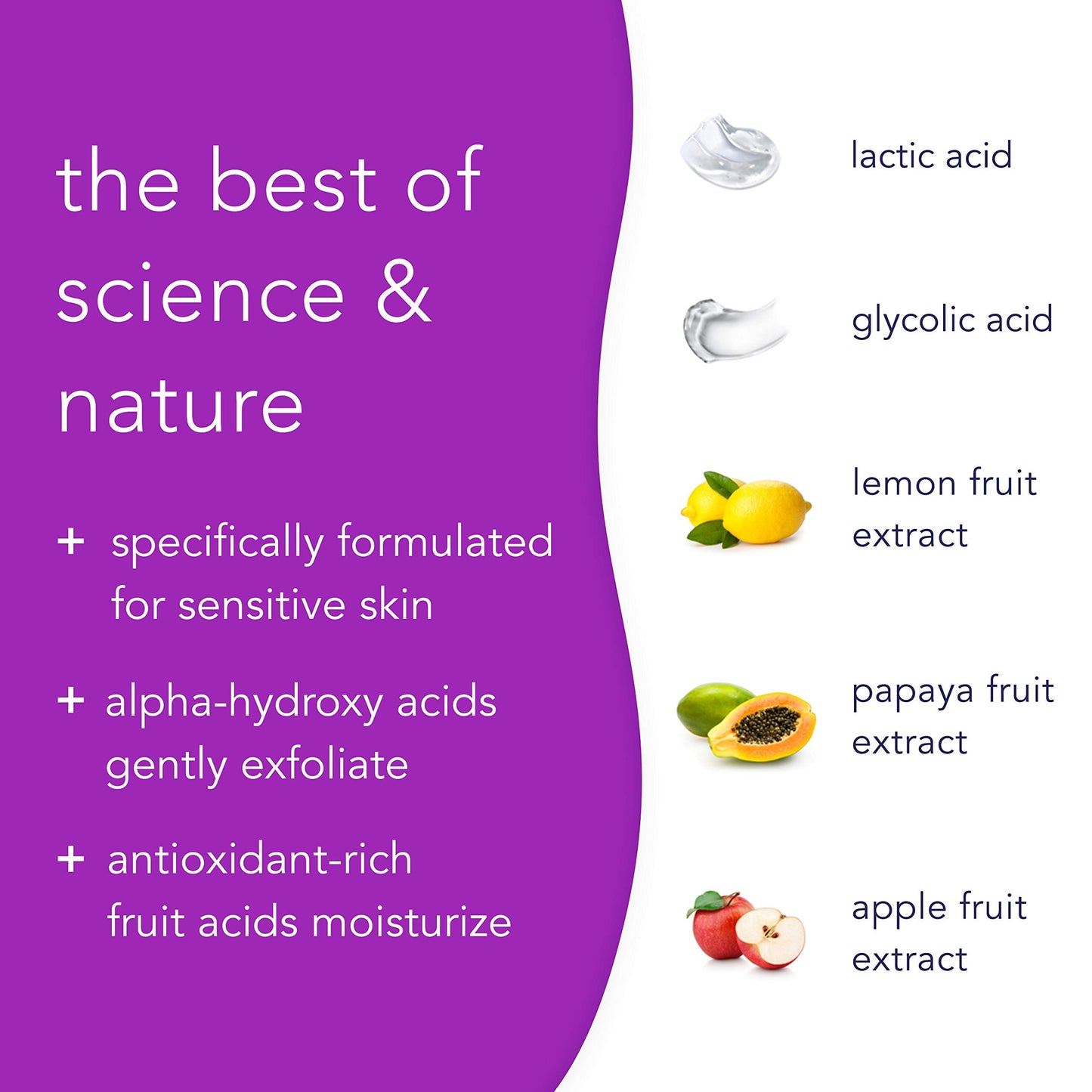Ingredients list showing lactic and glycolic acid for foot exfoliation