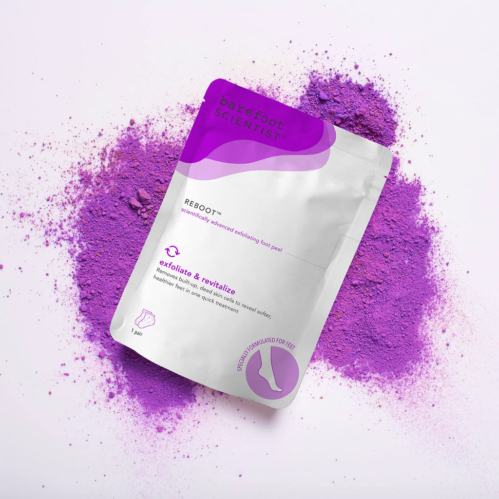 Side profile of Barefoot Scientist exfoliating foot peel packaging