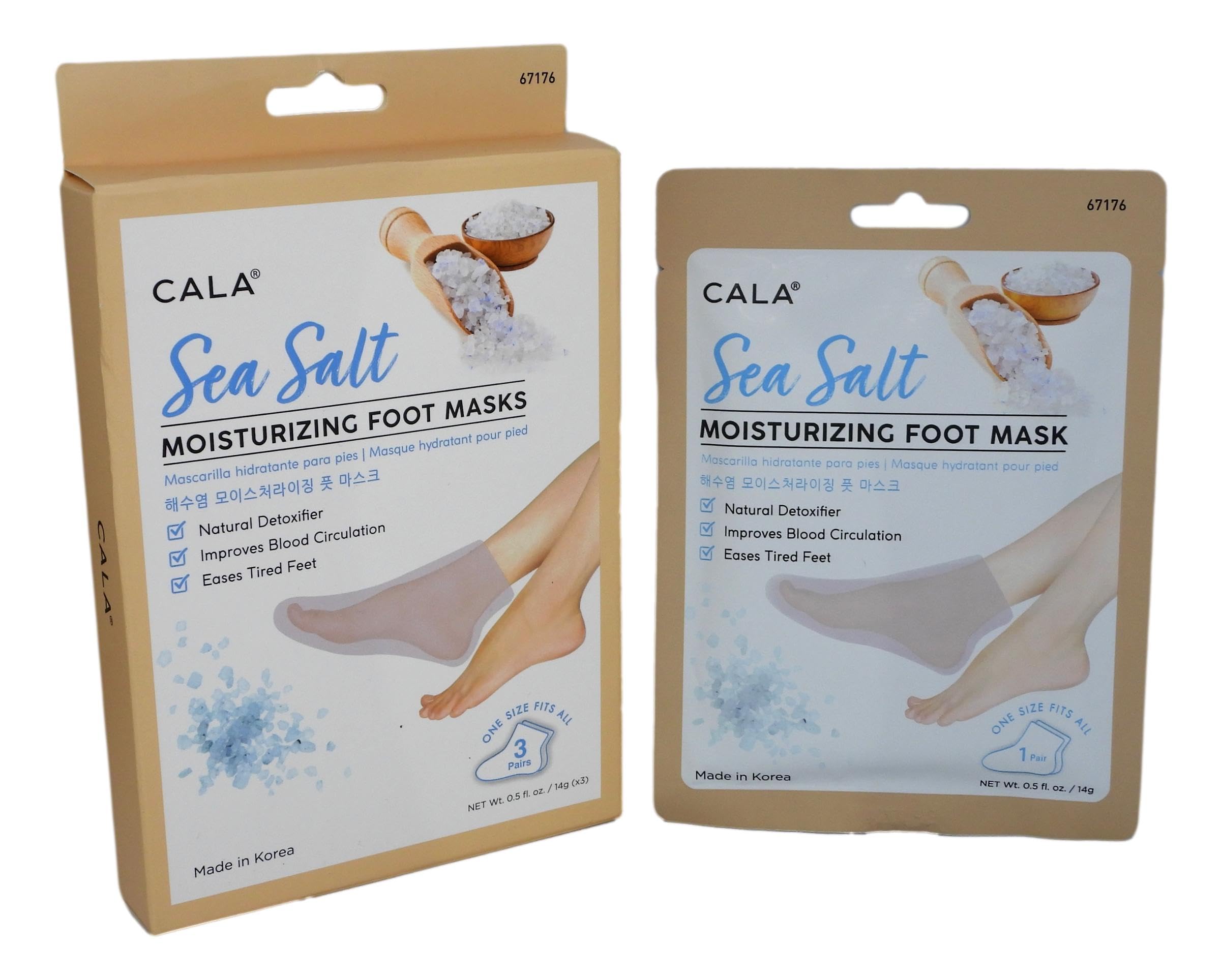 Cala Sea Salt Essence foot mask booties for softening dry cracked heels.