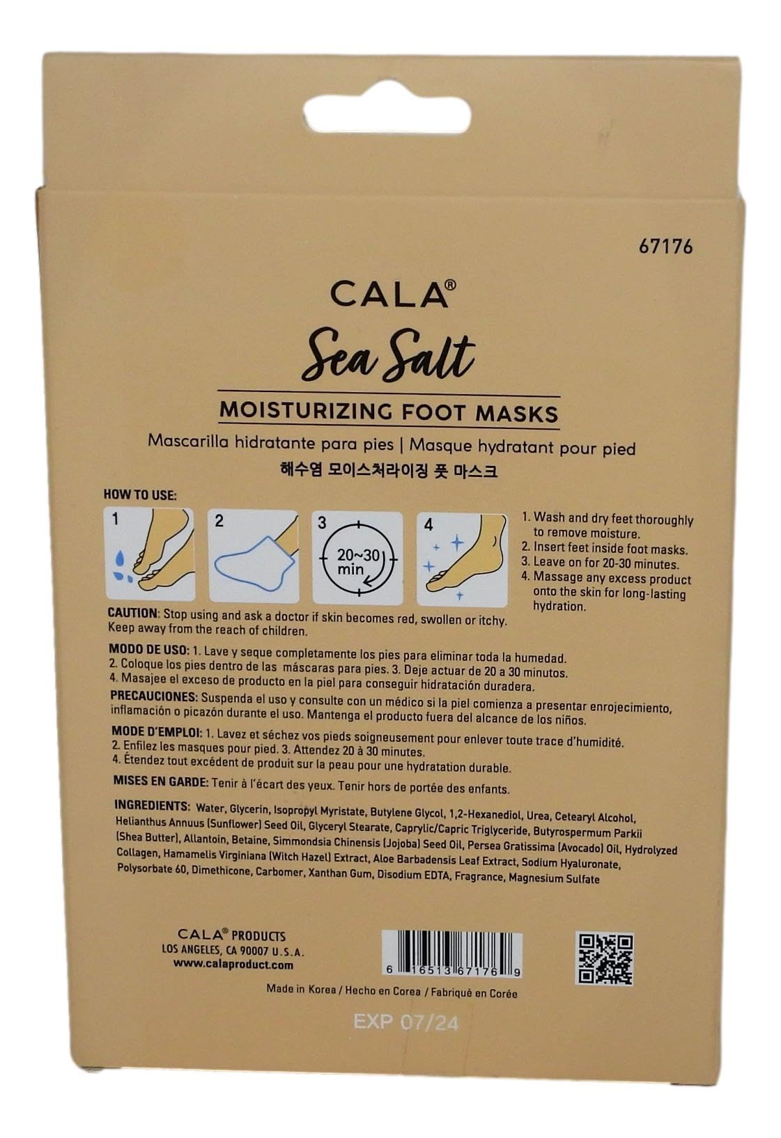 Person wearing Cala moisturizing socks for a ten minute home pedicure session.