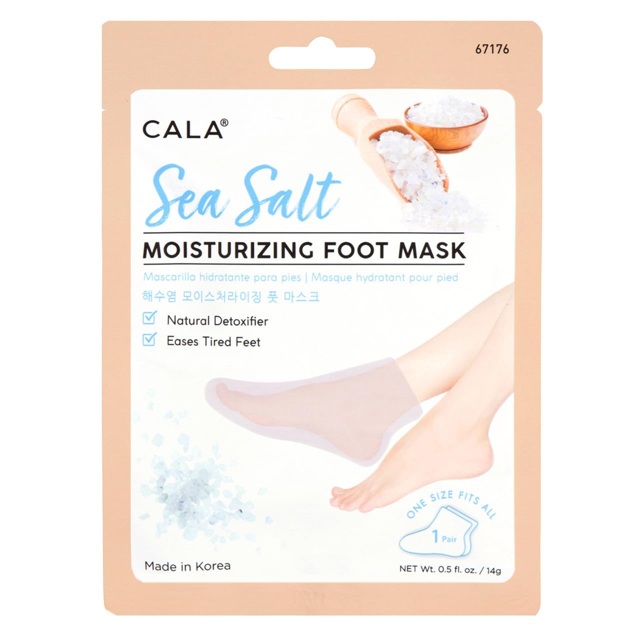 Texture of Cala foot mask serum infused with sea salt and shea butter.