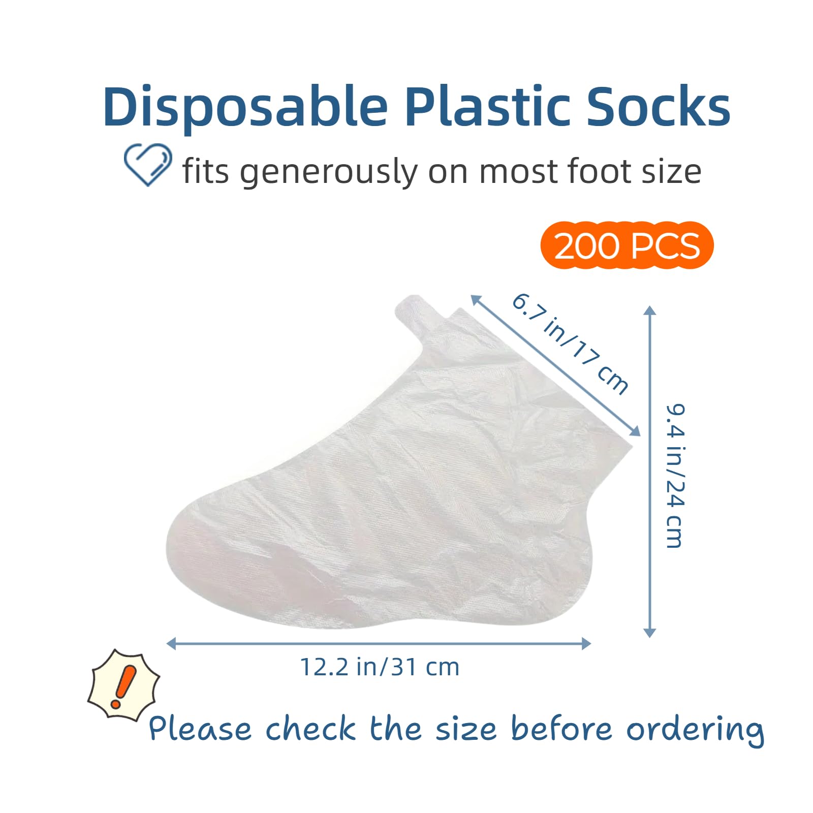 Clear plastic paraffin bath liners being secured around the ankle with a sticker