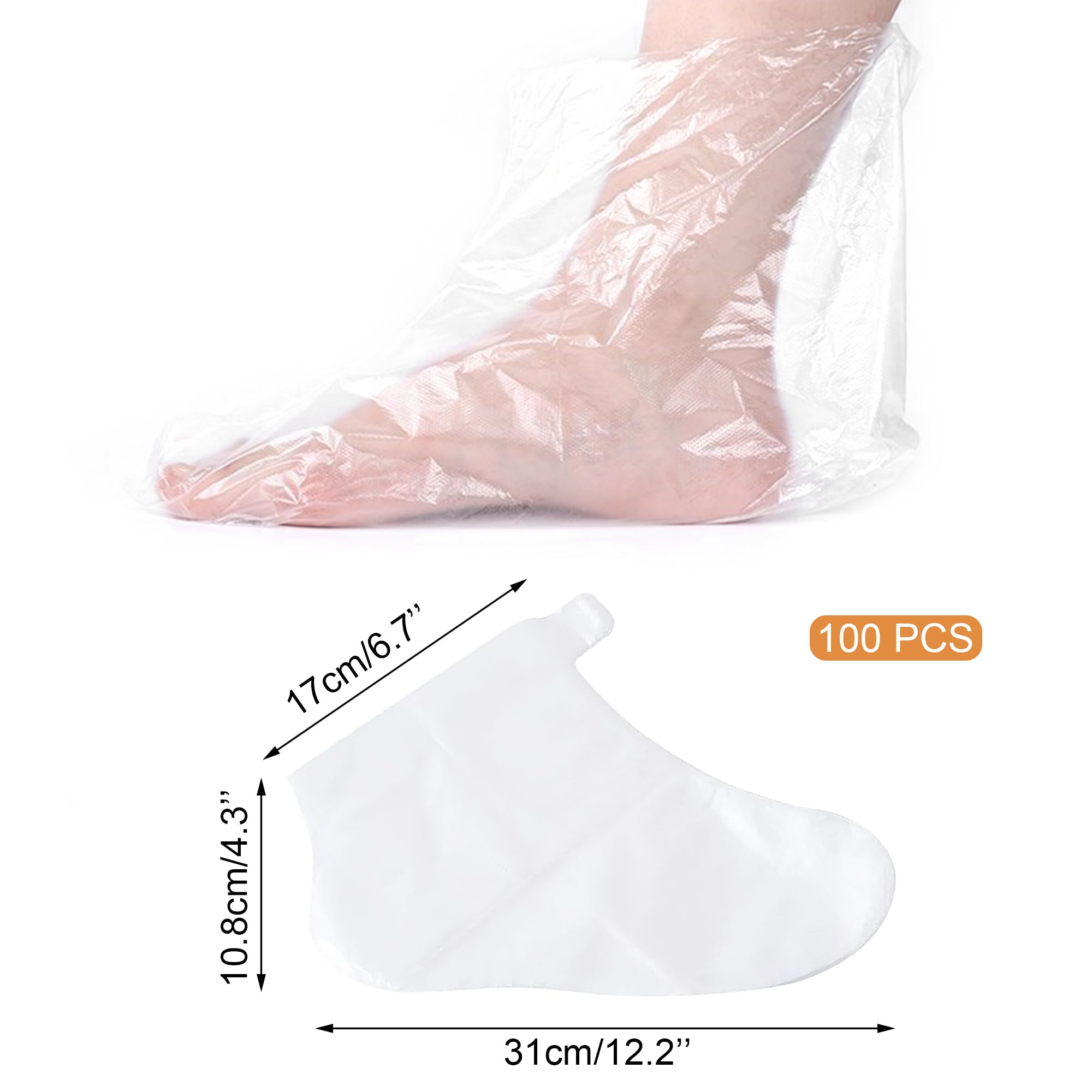 Quacc clear paraffin bath liners applied on feet with fixing stickers