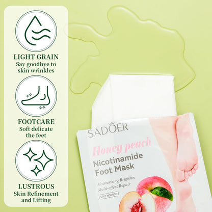 Close-up of the hydrating serum inside the Swiffen aloe vera foot mask bootie.