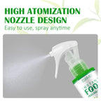 Green tea foot spray showing liquid texture and spray nozzle