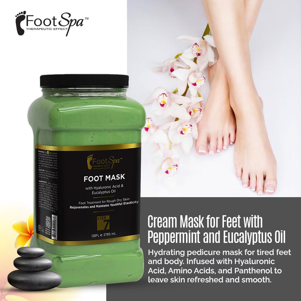 Texture shot of FootSpa hydrating cream mask for tired feet and body recovery