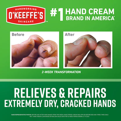 O'Keeffe's concentrated hand repair cream for cracked skin texture close up.