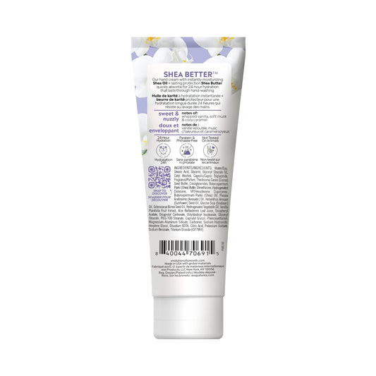 Eos Vanilla Cashmere hand lotion packaging details