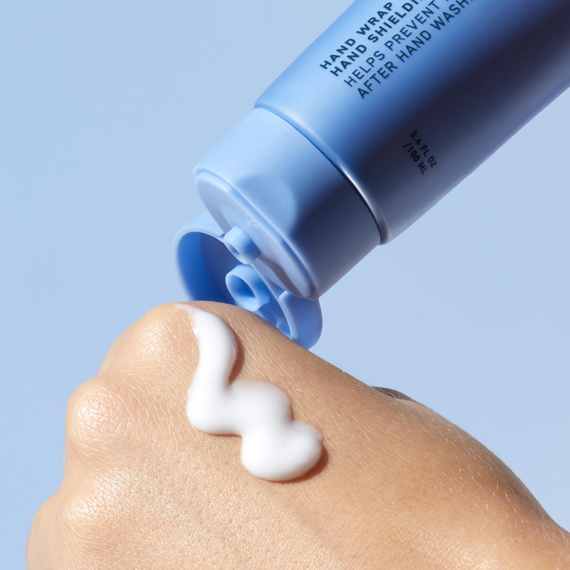 Water resistant Prequel hand shielding cream bottle detailing application steps.