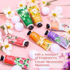 Assorted botanical and fruit fragrance tubes displayed together
