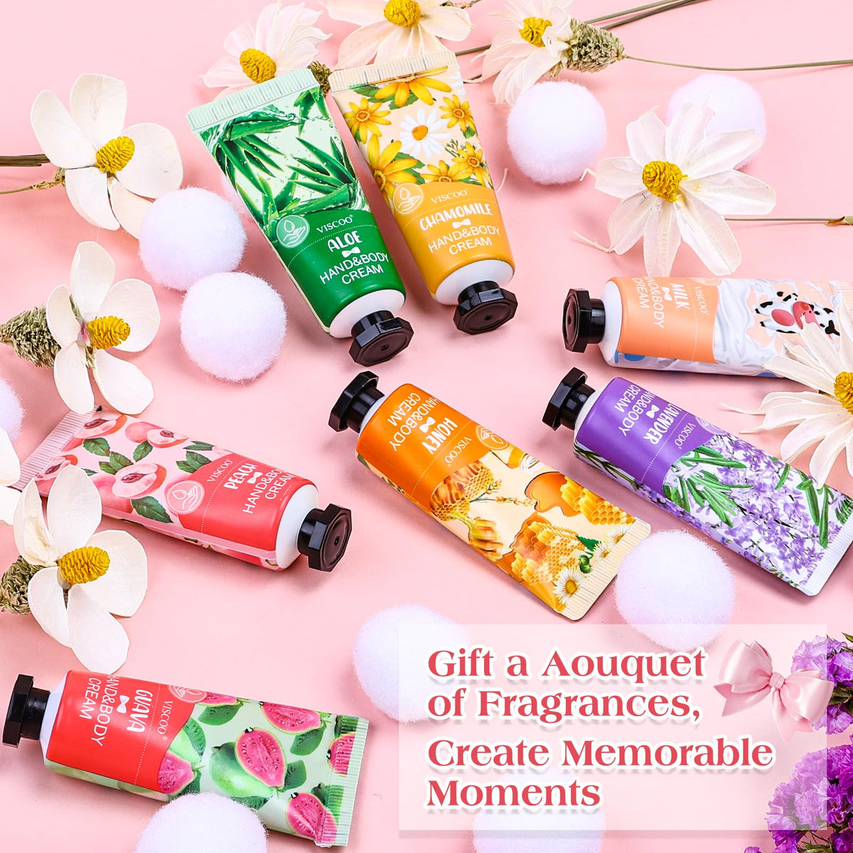 Assorted botanical and fruit fragrance tubes displayed together
