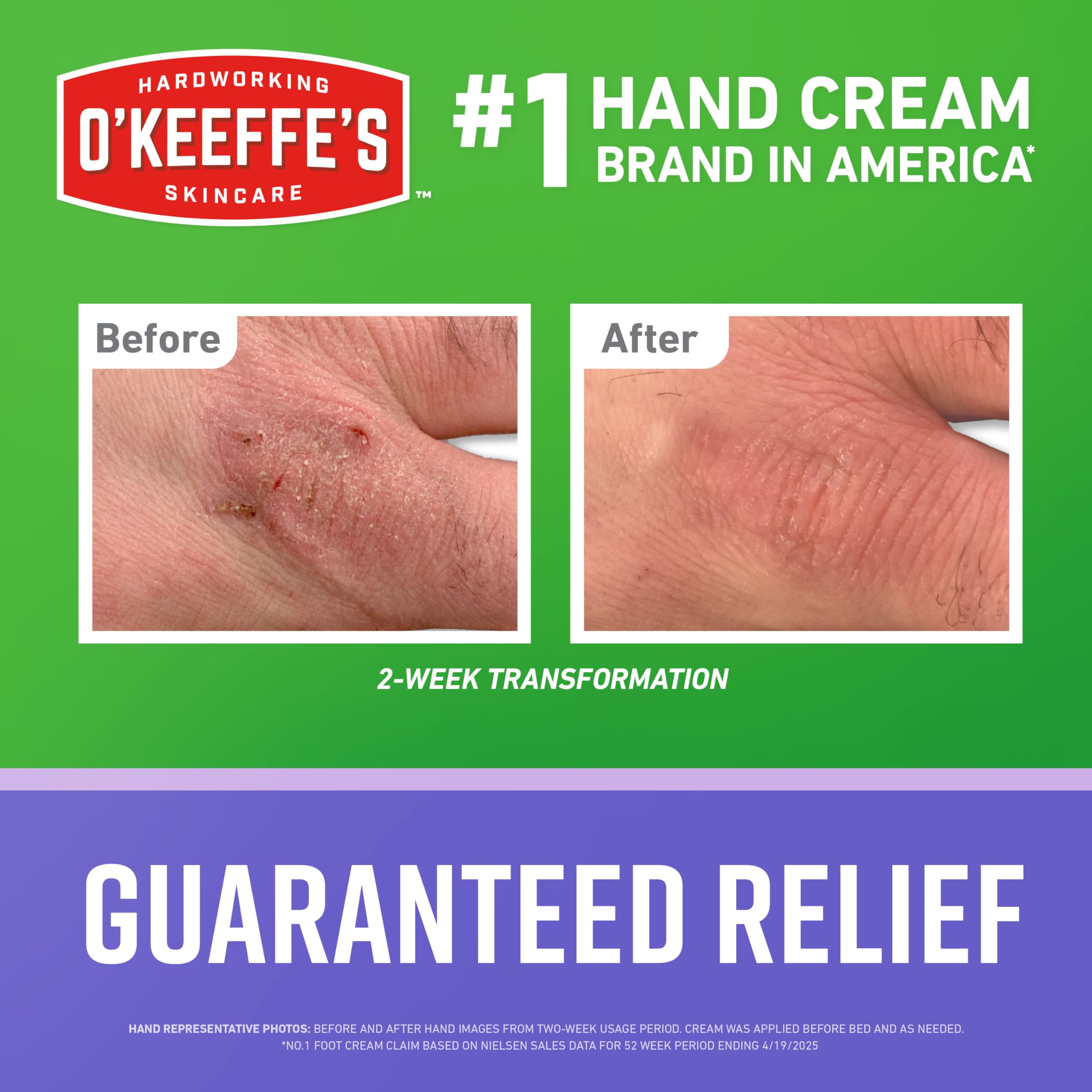 O'Keeffe's Working Hands overnight skincare therapy tube showing intense hydration labels for extreme dryness relief.