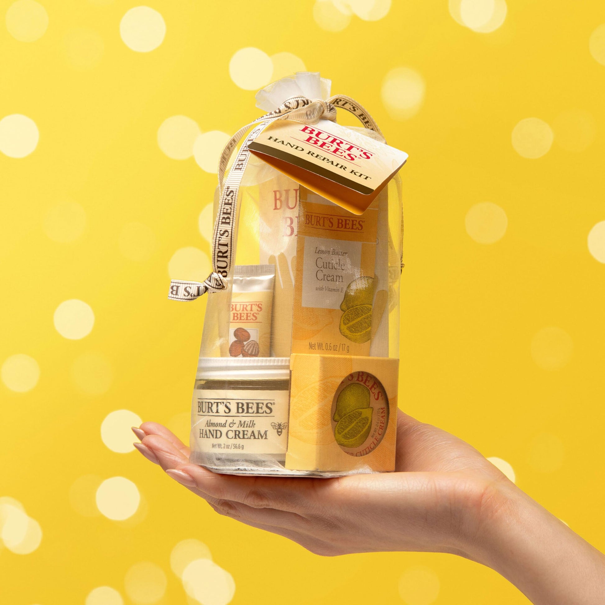 Ingredients detail of Burt's Bees natural skincare products including shea butter and almond oil