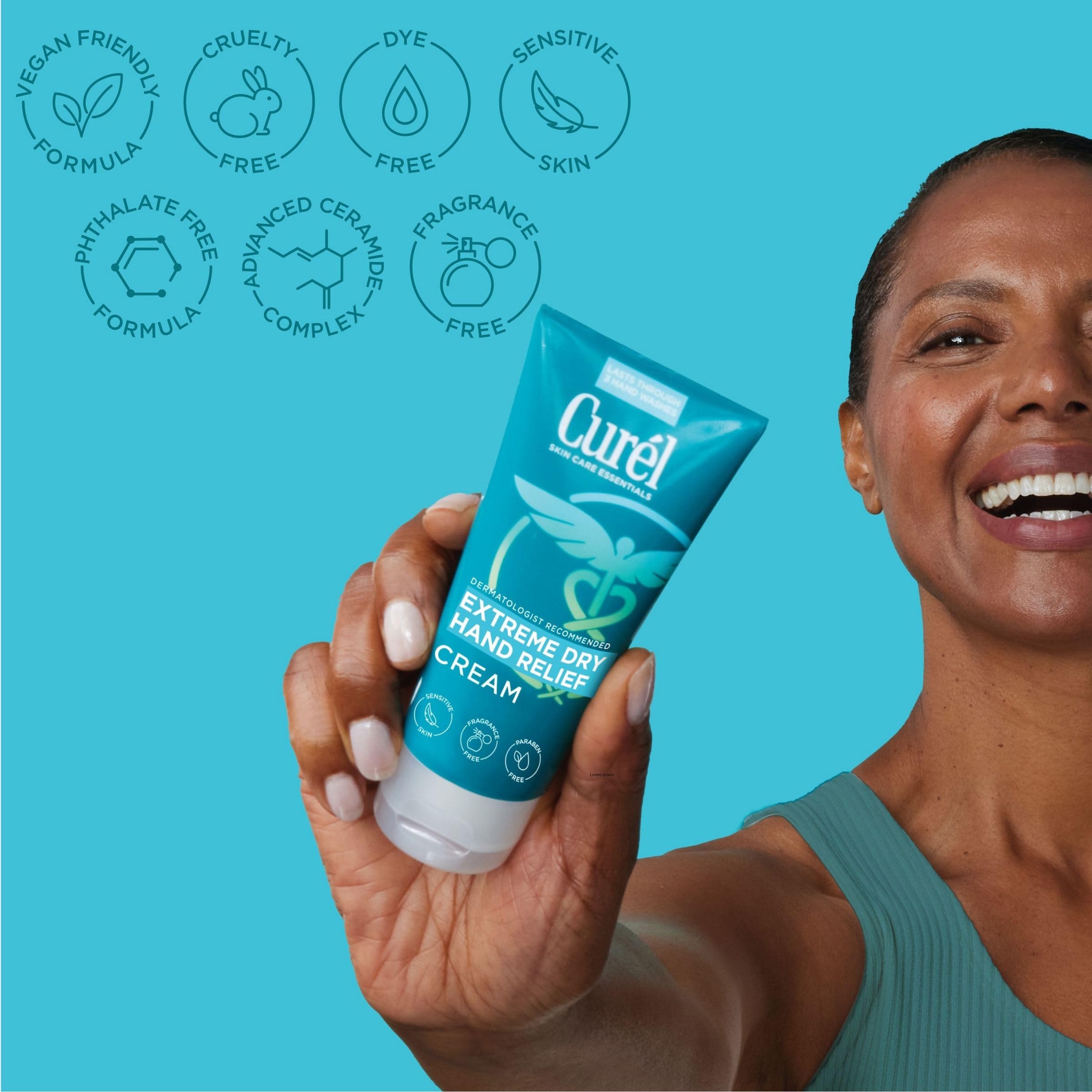 Authentic USA imported Curel long lasting hand dryness relief cream product packaging
