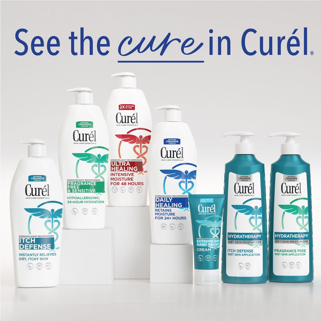 Pack of three Curel 3 fluid ounce moisturizing hand tubes ready for daily care