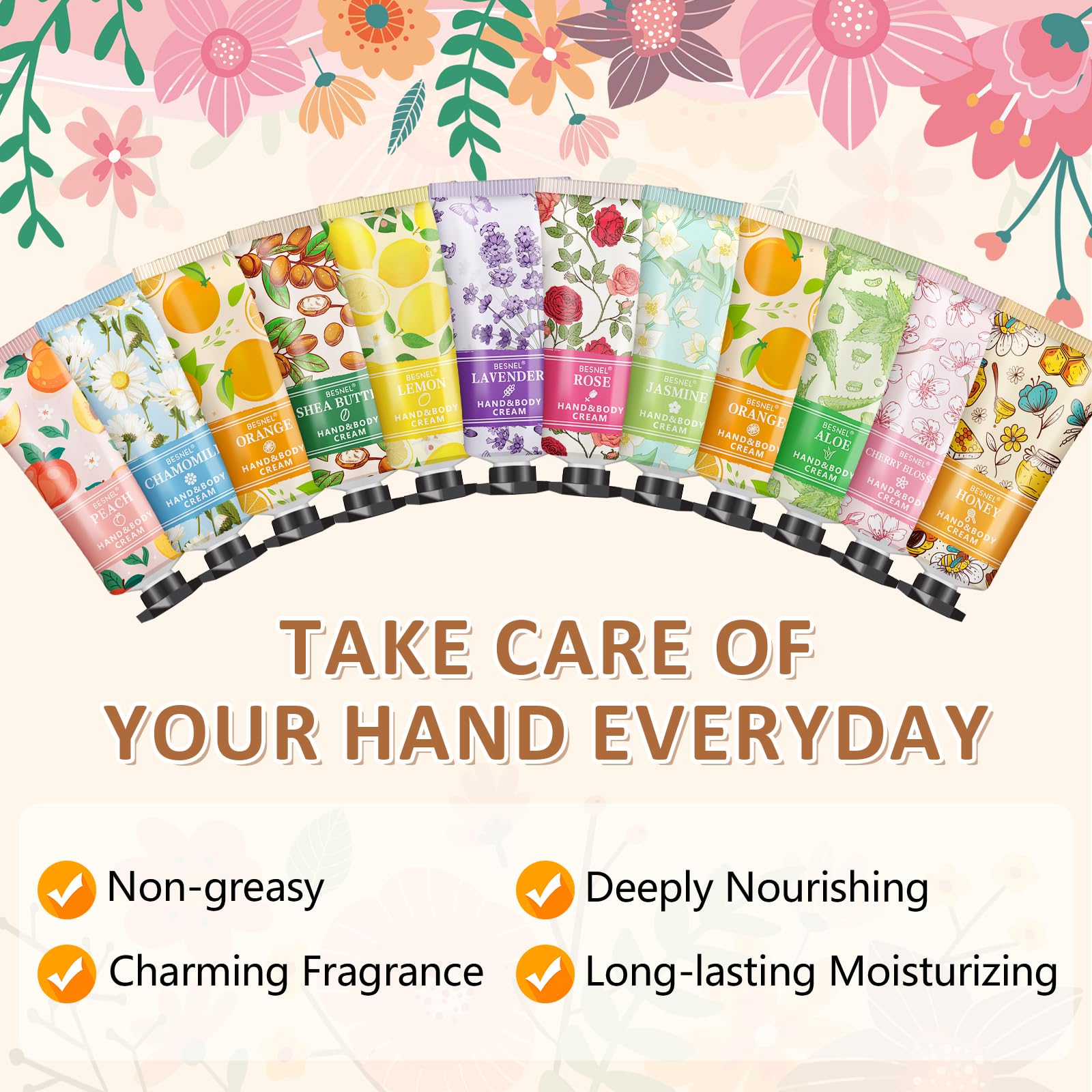 Besnel mini hand cream tube being squeezed onto dry hands for hydration