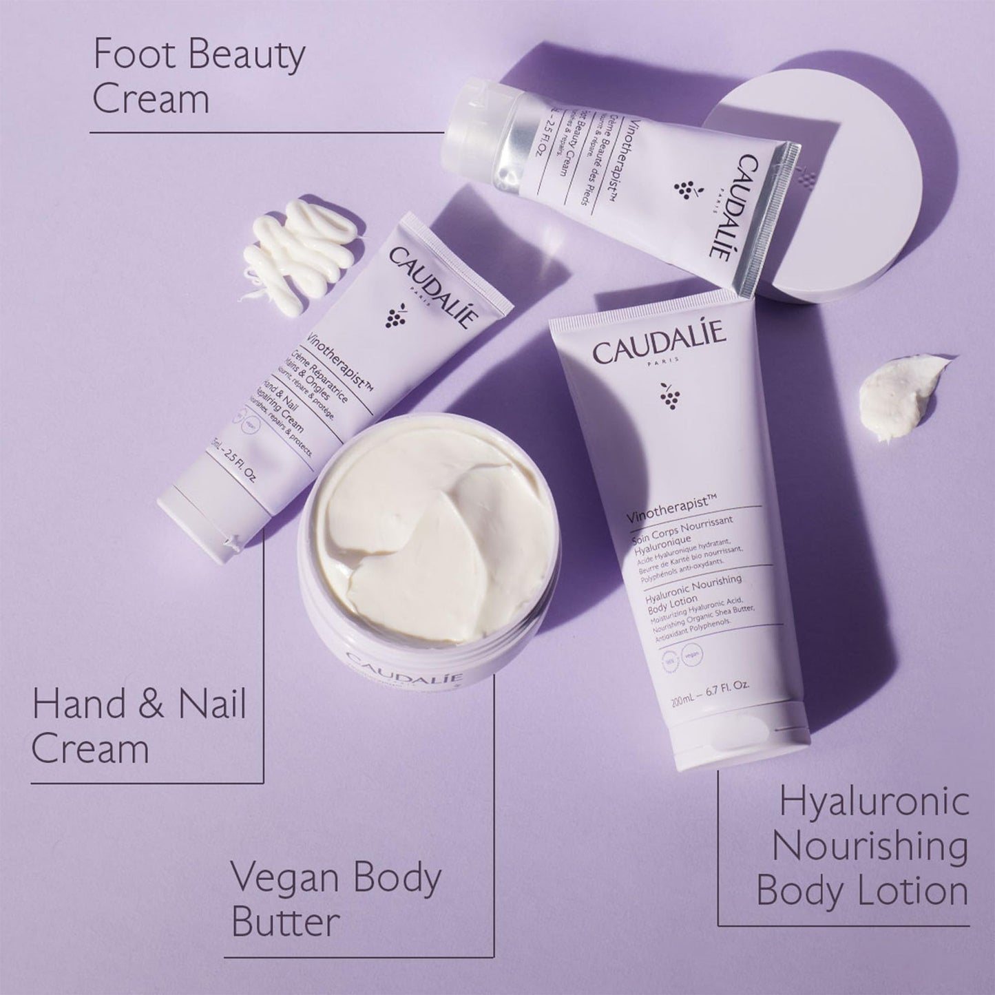 Back view of Caudalie Vinotherapist hand lotion tube showing usage instructions