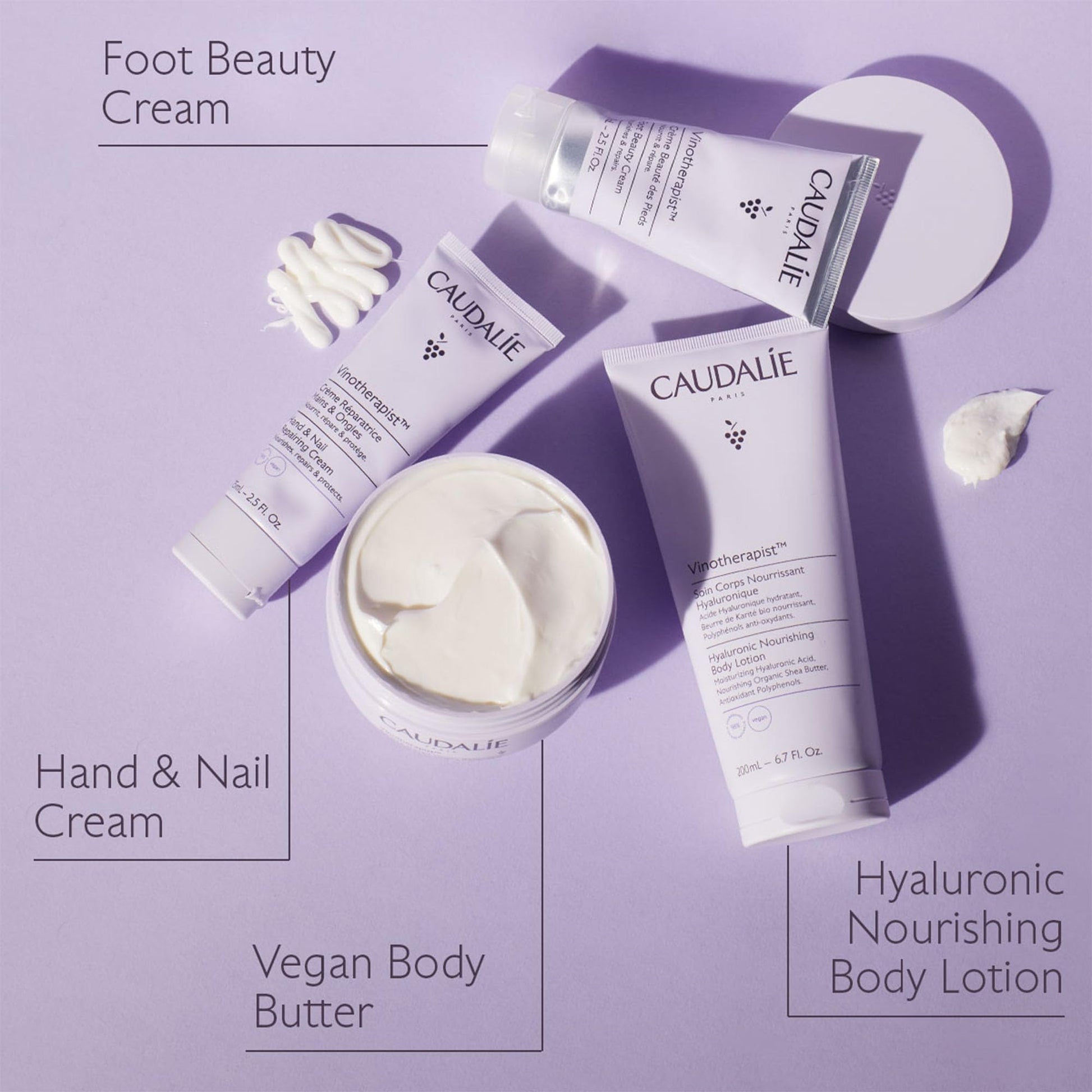 Back view of Caudalie Vinotherapist hand lotion tube showing usage instructions
