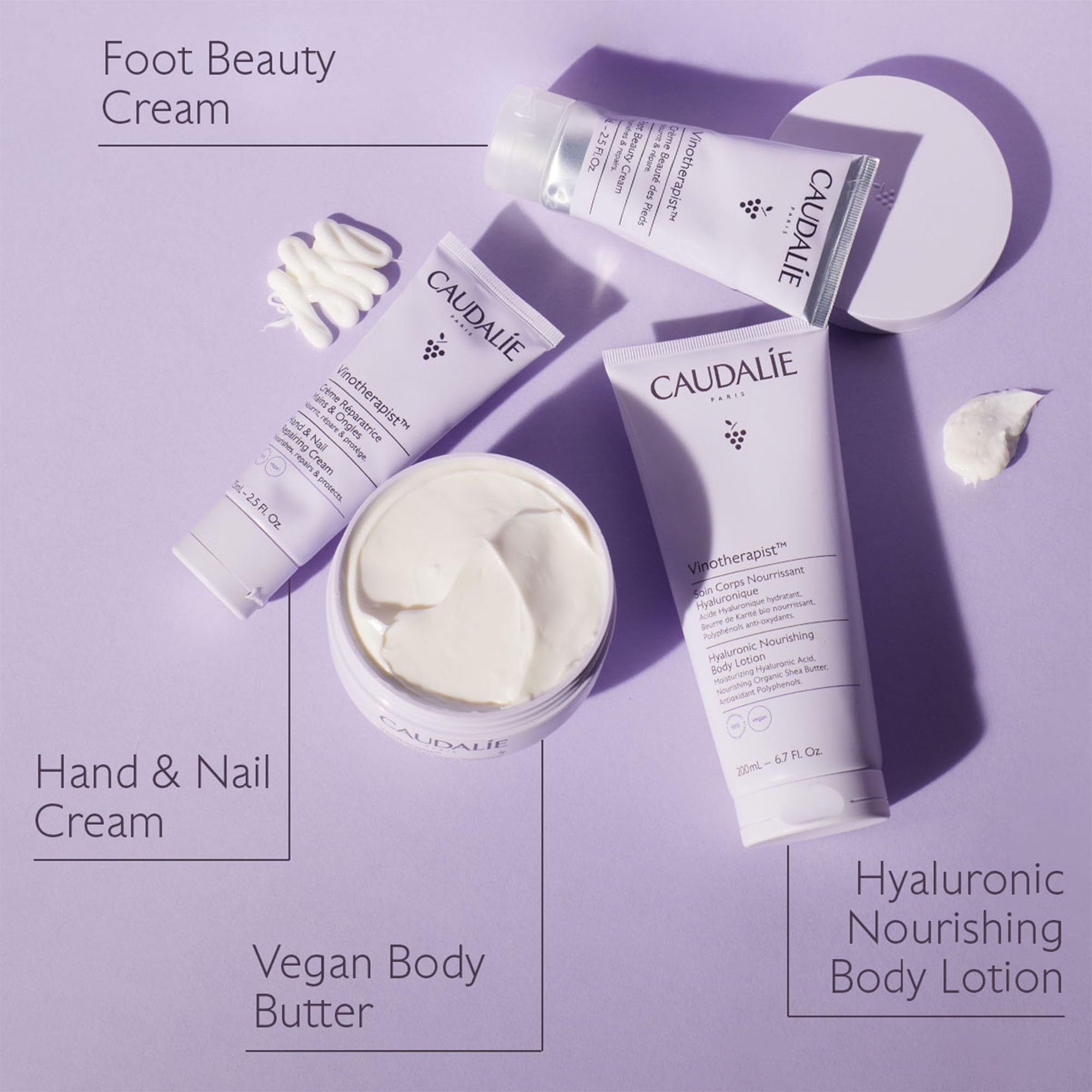 Back view of Caudalie Vinotherapist hand lotion tube showing usage instructions