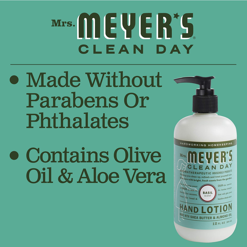 Mrs. Meyer's basil scented lotion side profile packaging
