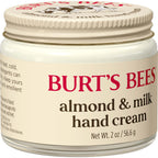 Burt's Bees Almond And Milk Hand Cream open glass jar showing cream