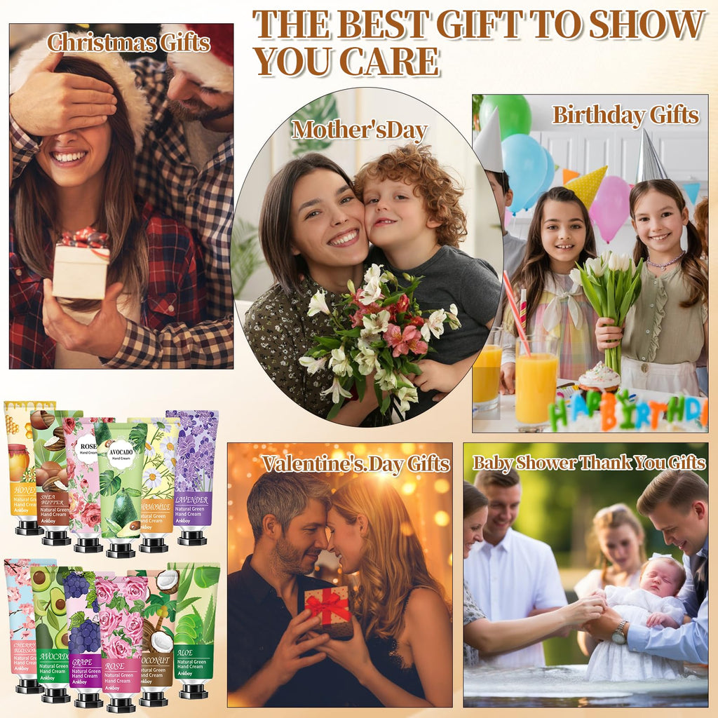 Ankooy 12 pack hand cream set packaged neatly for gifting occasions.