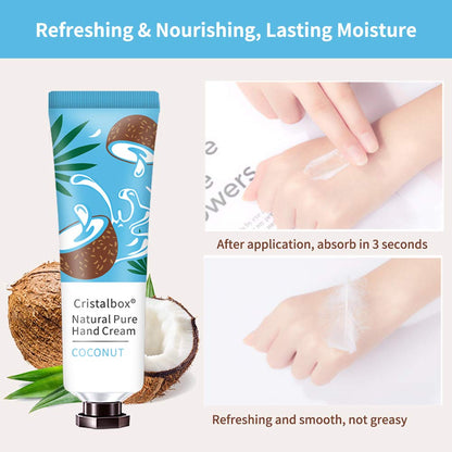 Rich shea butter hand lotion being applied onto dry cracked skin to highlight its smooth fast absorbing texture