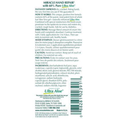 Miracle of Aloe healing hand cream for extremely dry working hands front packaging