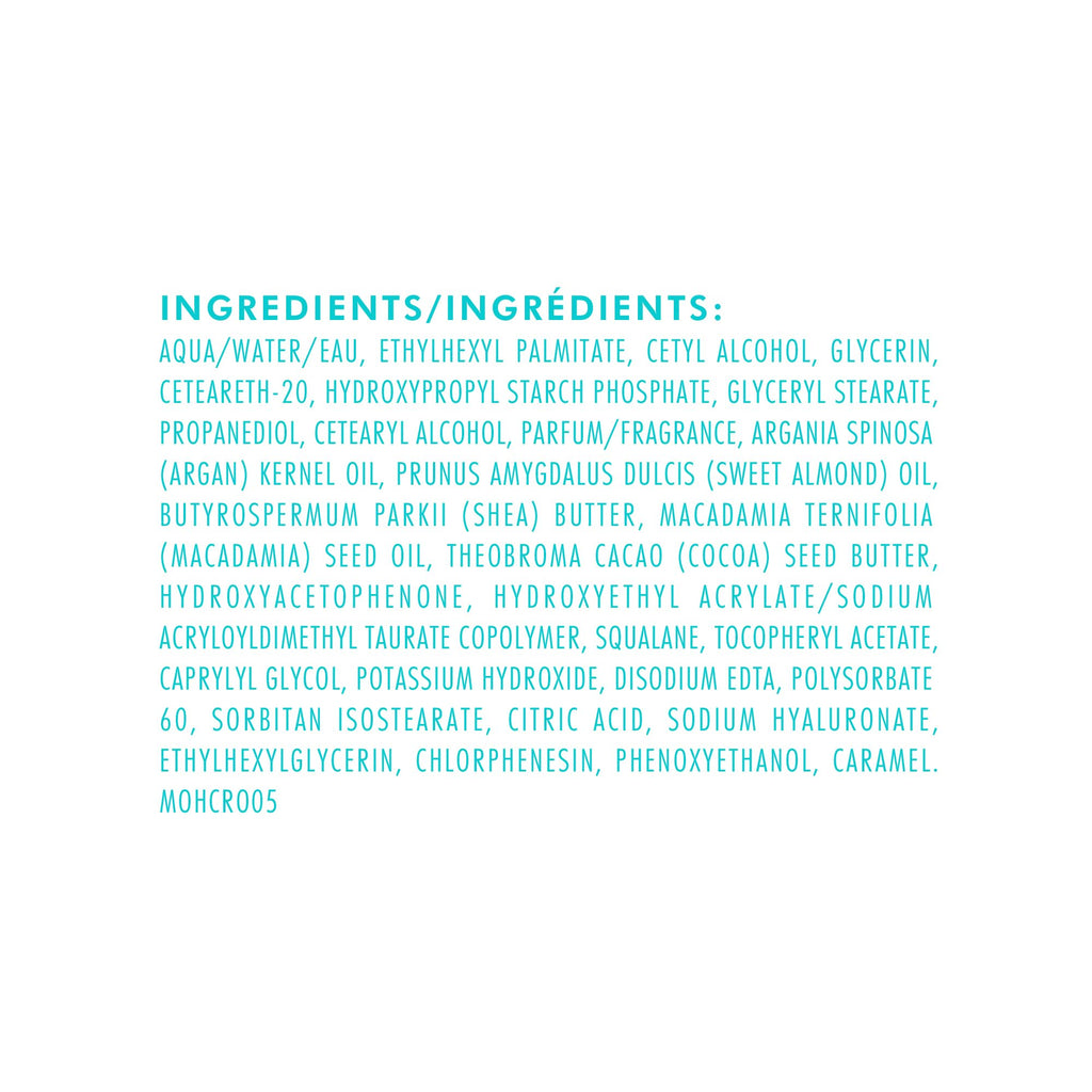 Moroccanoil hand cream back label ingredient details