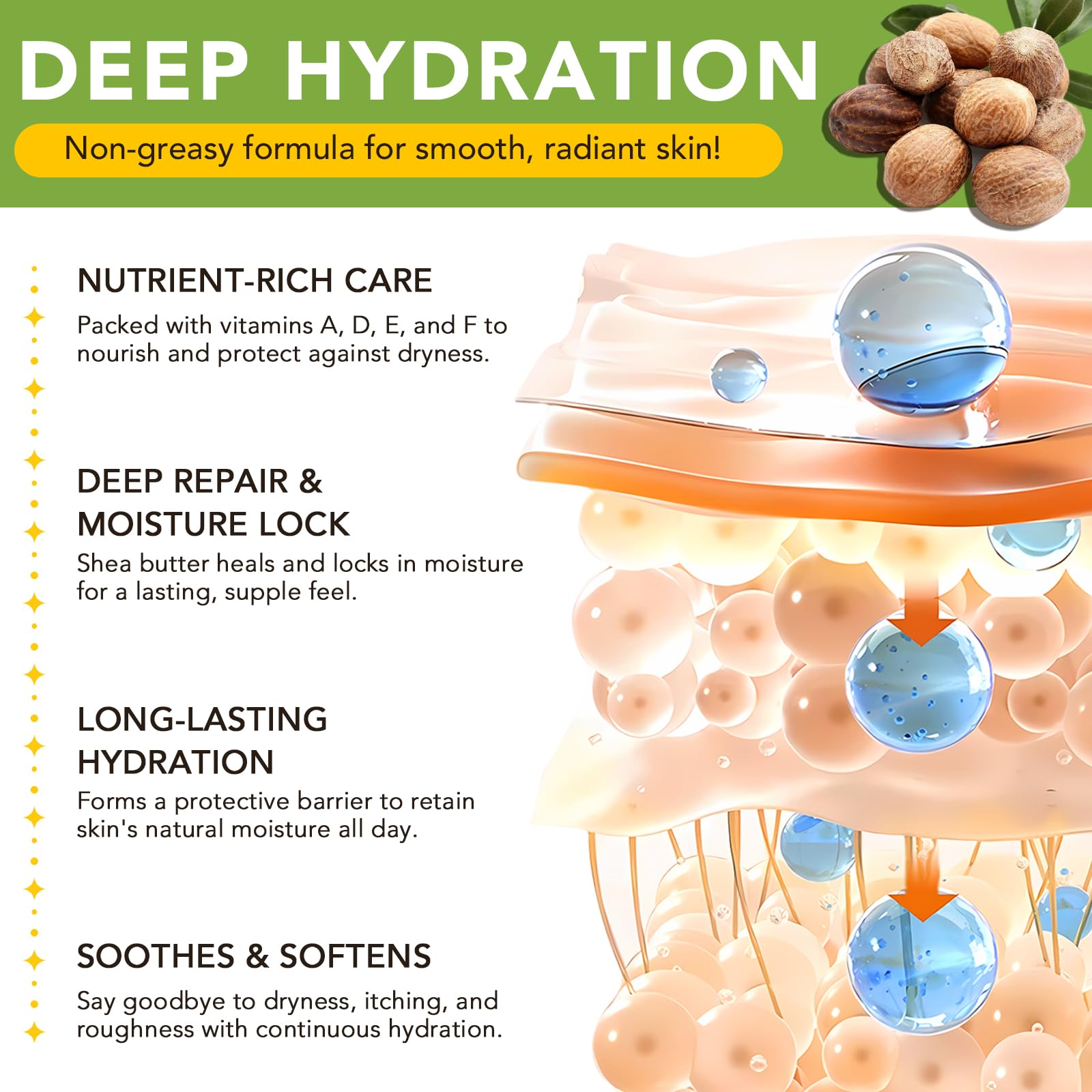 Natural organic shea butter body lotion packaging details
