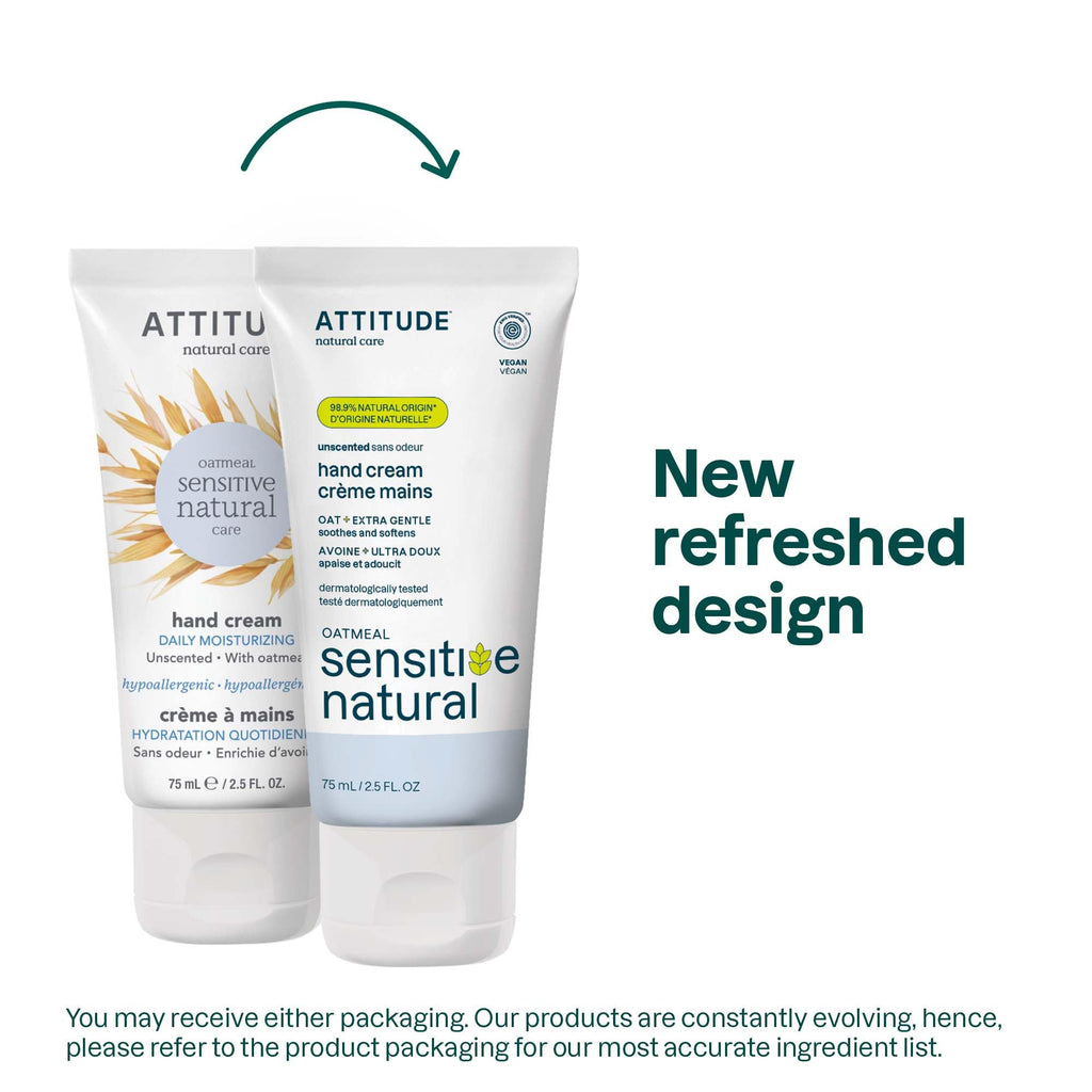 ATTITUDE sensitive skin hand moisturizer tube back label