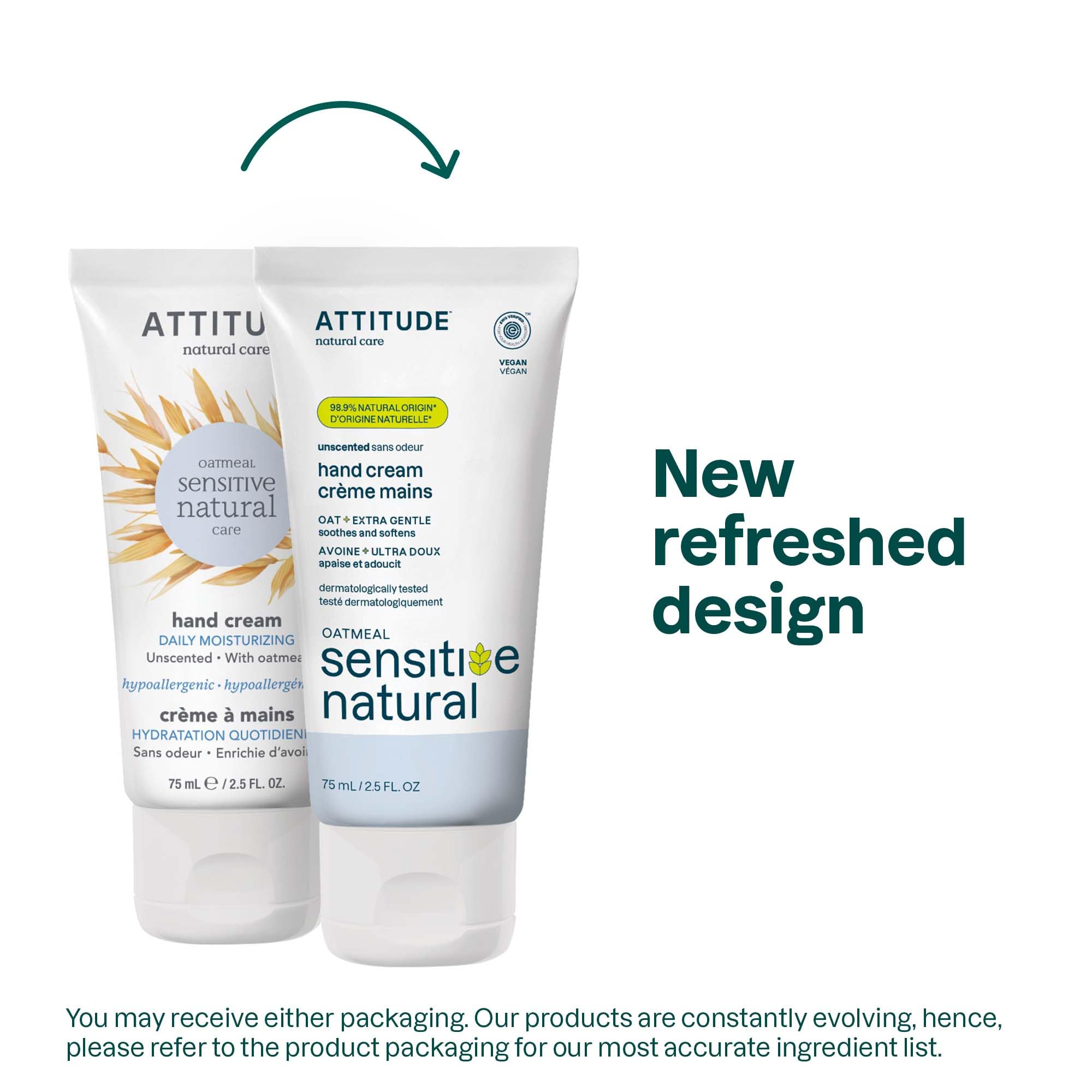 ATTITUDE oat hand moisturizer for dry skin back label showing clean ingredients