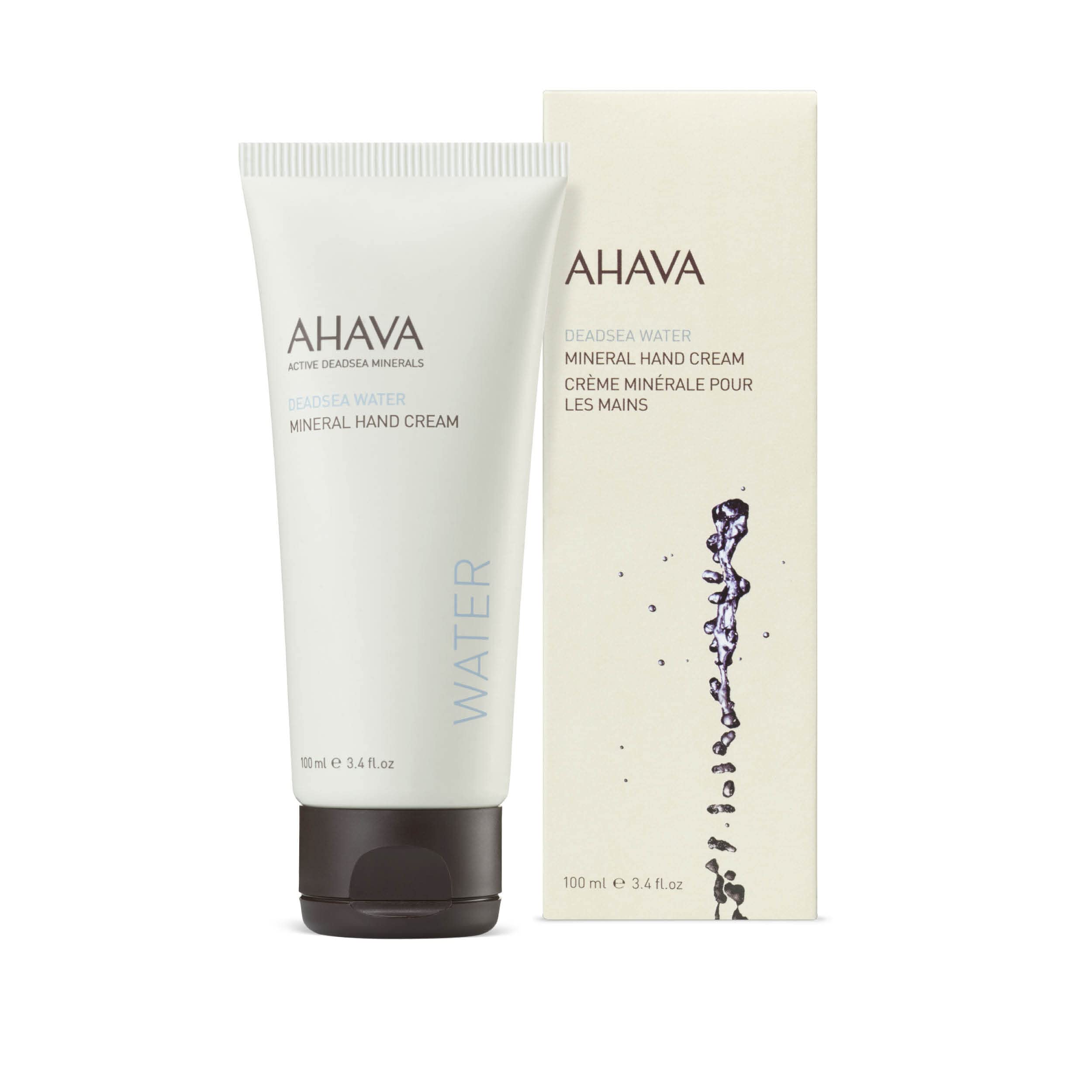Close up of AHAVA hand moisturizer texture showing light fast absorbing consistency