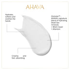 Ahava mineral hand cream texture swatch on hand