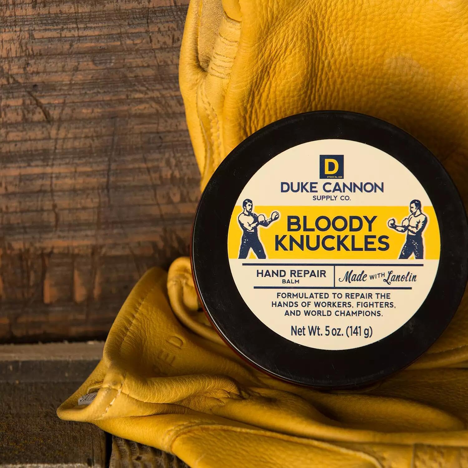 Duke Cannon hand balm three pack packaging showing lanolin formula detail
