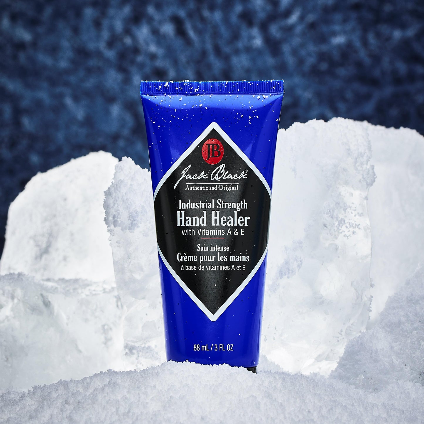 Authentic Jack Black skincare packaging showing industrial strength healing benefits