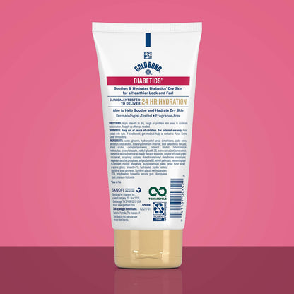 Gold Bond 4.5 Ounce dermatologist tested fragrance free lotion tube angle perspective