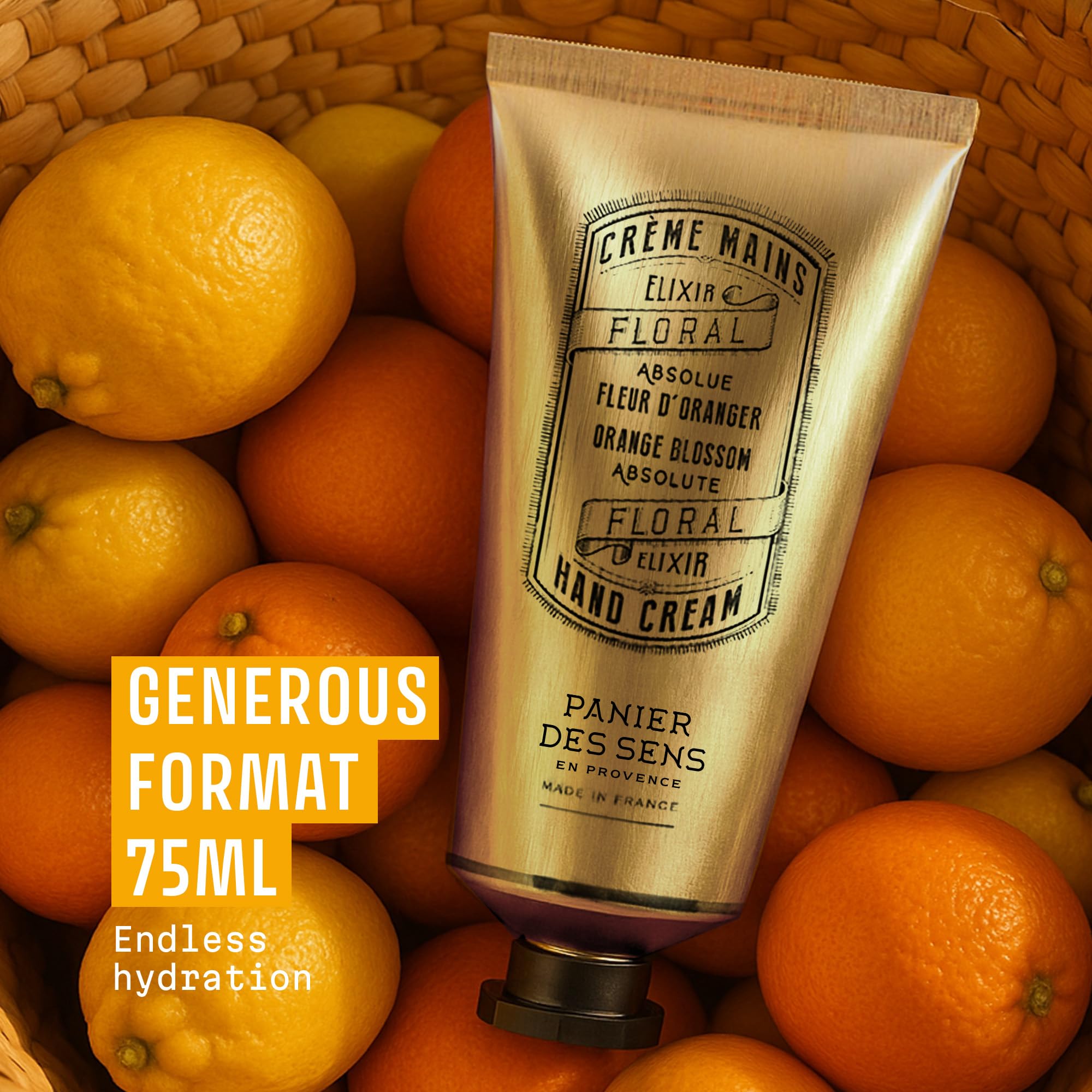 Close up of the texture of French orange blossom hand cream for women