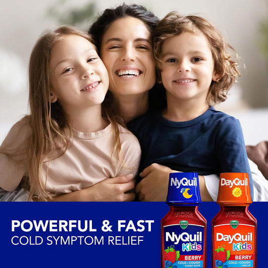 Vicks children's nighttime and daytime liquid medicine for cough and congestion.